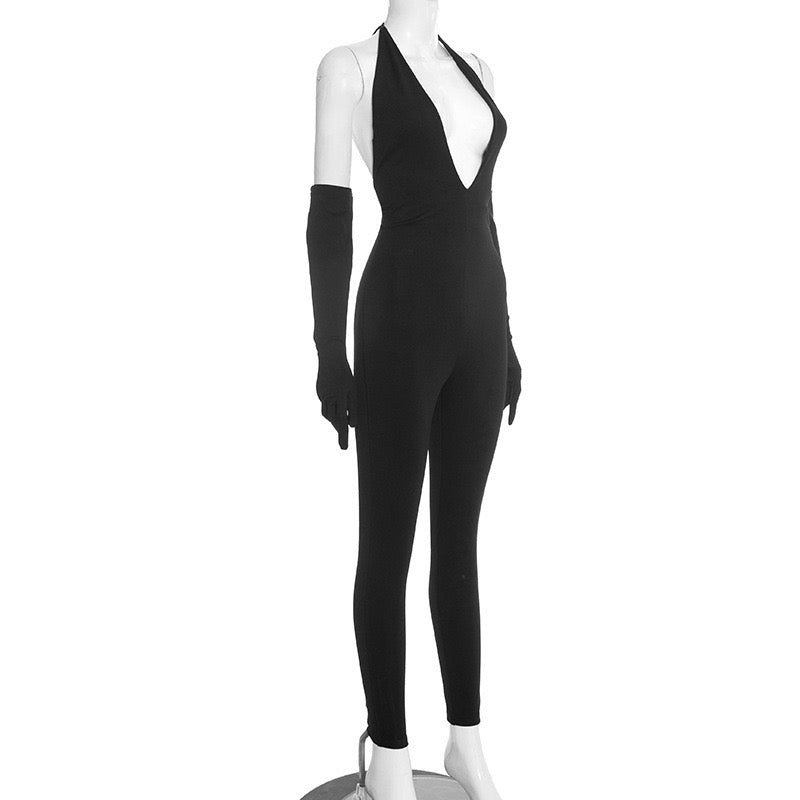 J25JP466 Women Fashion Bodycon High Waist Sexy Y2K Night
Club Jumpsuit Overalls2026 Spring With Gloves