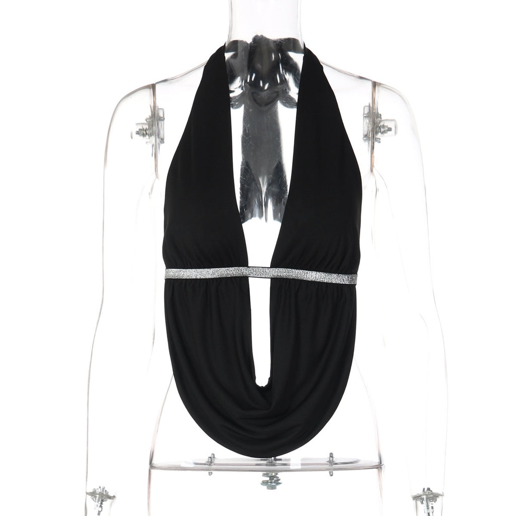 C17639 2026 Spring Summer Women Backless Corset Top Night Club Outfit Sexy Fashion Halter Neck Bandage Hollow